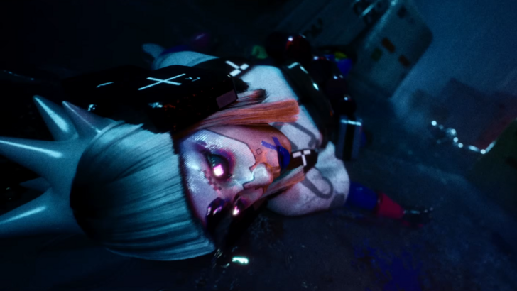 Marathon Vandal shot dead by Thief, raining industrial complex at nighttime