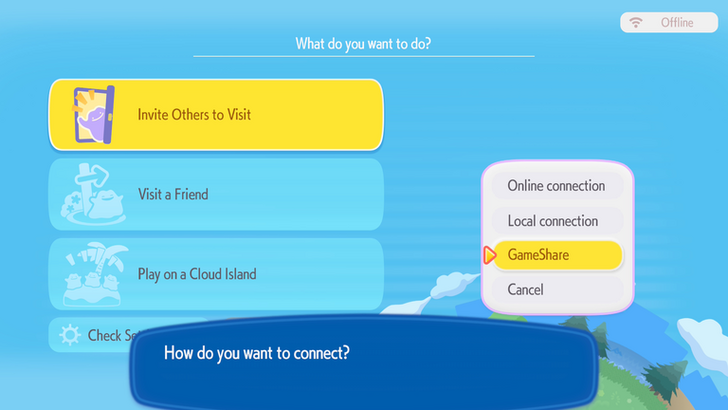 GameShare on the Link Play Menu
