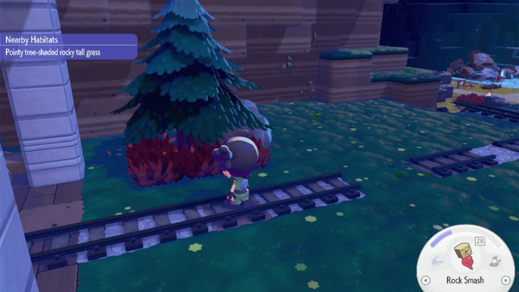 Examine the swaying grass at the Pointy Tree-Shaded Rocky Tall Grass