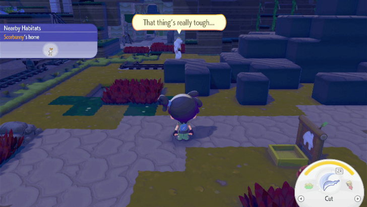 Talk to Machoke once he has a yellow speech bubble