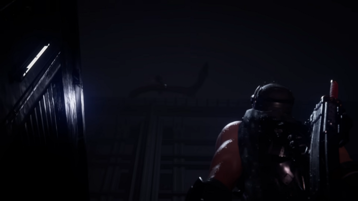 Ninja Gaiden 4 Hayabusa looking up at a building, location is raining