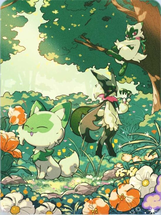 Pokemon TCG Pocket - Sprigatito, Floragato, and Meowscarada Cover 