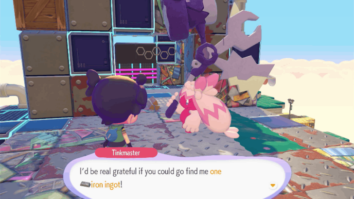 Tinkmaster will ask you to get one Iron Ingot