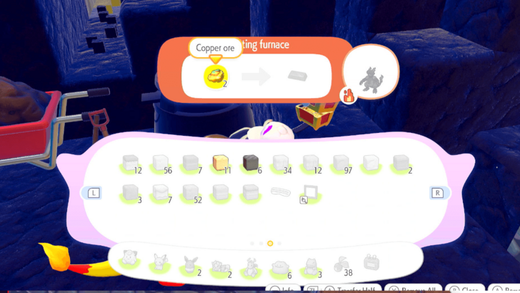 Melt Copper Ore for Ingots