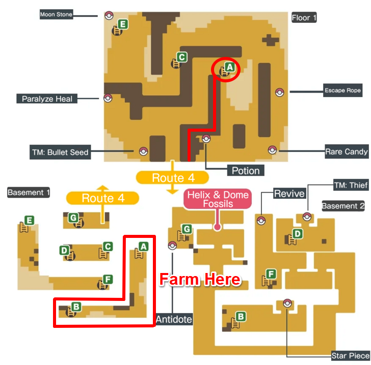 Mt. Moon Map for Paras