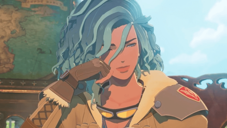 Kora resting her face on her hand