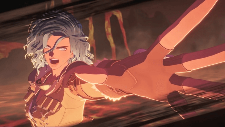 Kora reaching out her hand during battle