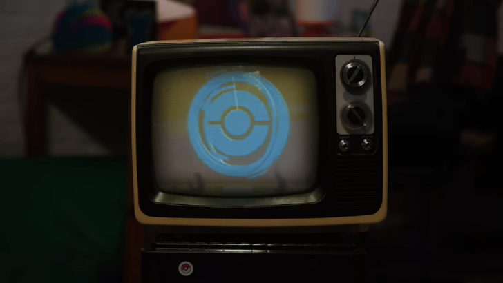 pokemon go pokestop on an old tv