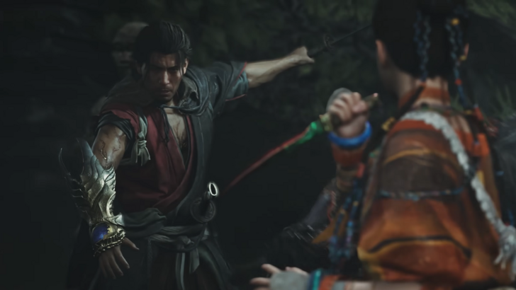 Onimusha: Way of the Sword Musashi standing after taking down an enemy for Izumo no Okuni