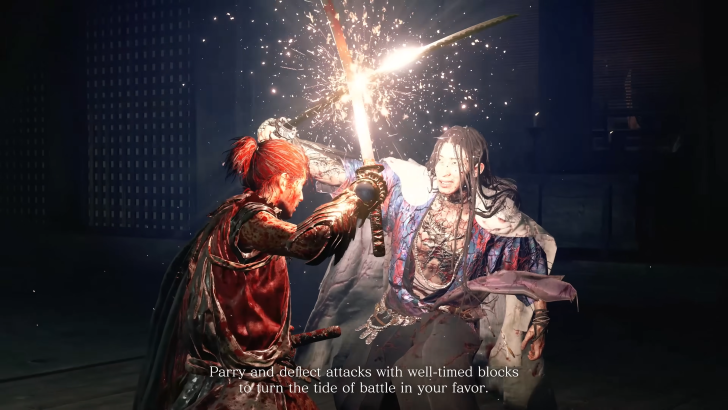 Onimusha: Way of the Sword Musashi blocking Sasaki Ganryu