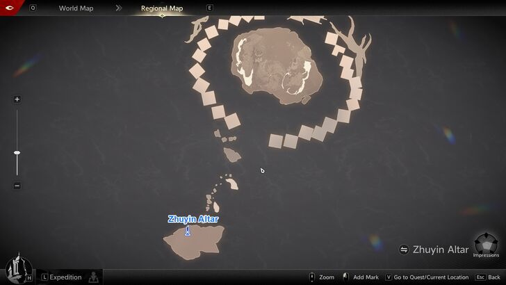 Zhuying Altar Fast Travel Map
