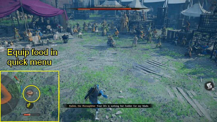 Equip and Consume Food in Quick Menu