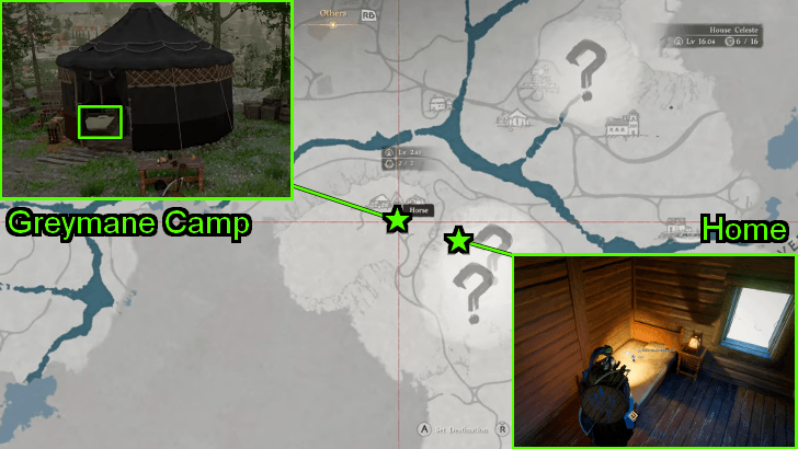Greymane Camp Bed Locations