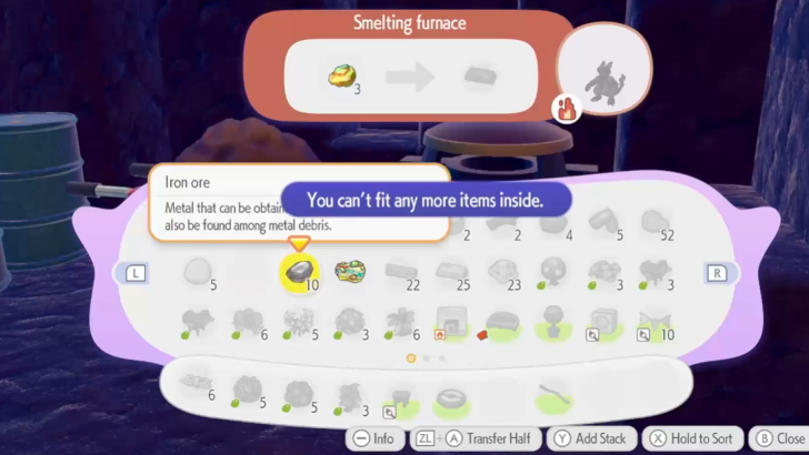 Place Ore in Smelting Furnace