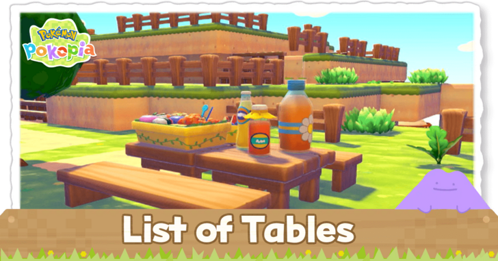 Pokemon Pokopia - List of All Tables