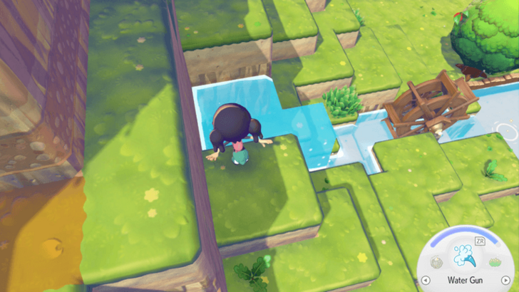 Spit Water Onto a Nearby Elevated Block