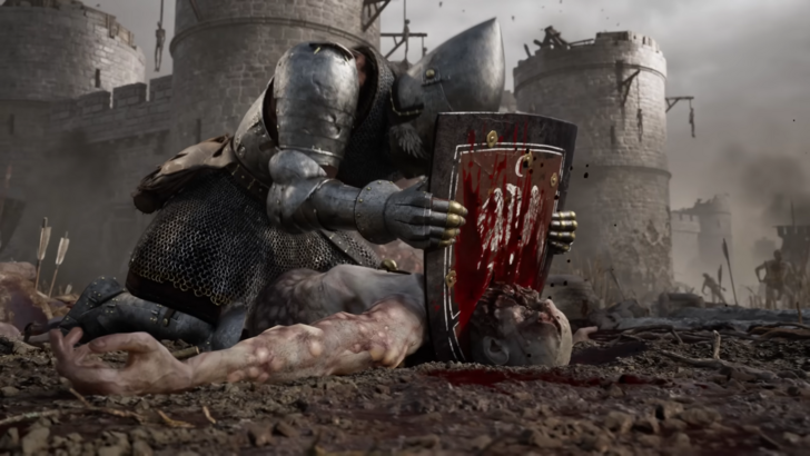 Knight killing a Blighted with a shield