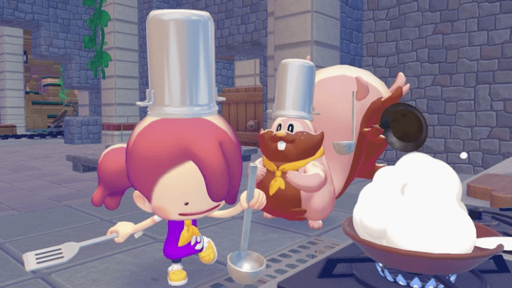 Pokémon Pokopia Chef Dente with the player cooking