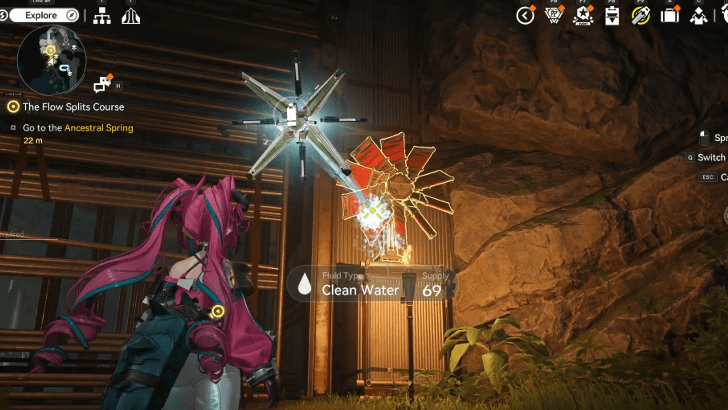 Spray Both Water Wheels to Open the Gate