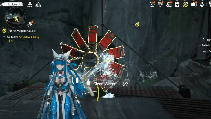 Spray the Wheel to Raise the Elevator