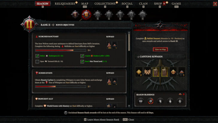 Season Rank Objectives