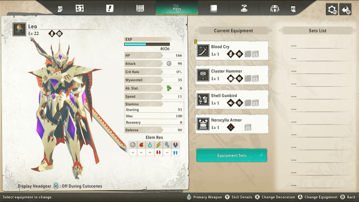 EXP in Character Screen