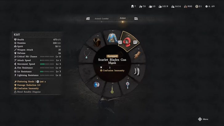 Equip the Scarlet Blades Gas Mask