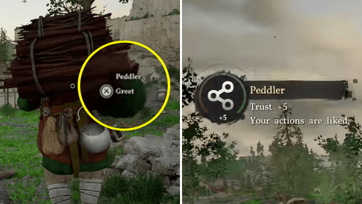 Greet NPCs to Build Trust