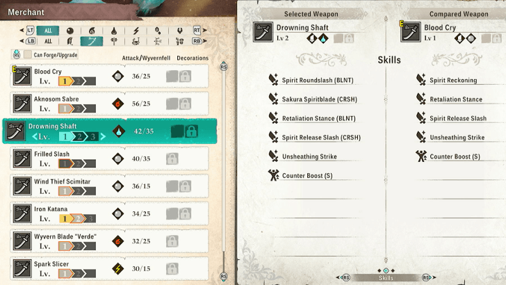 Get From Weapons With Skill Affinities