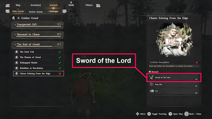 Sword of the Lord Quest Reward