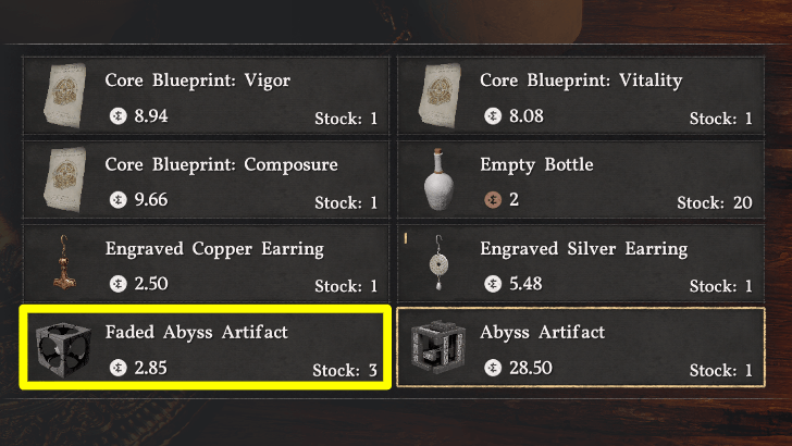 Buy Faded Abyss Artifacts from Elowen