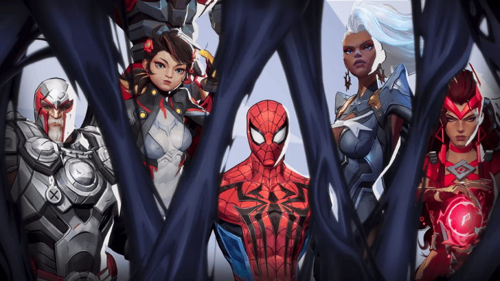Marvel Rivals Magneto, Peni Parker, Spider-Man, Storm, Scarlet Witch