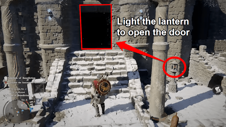 Light the lantern to open door