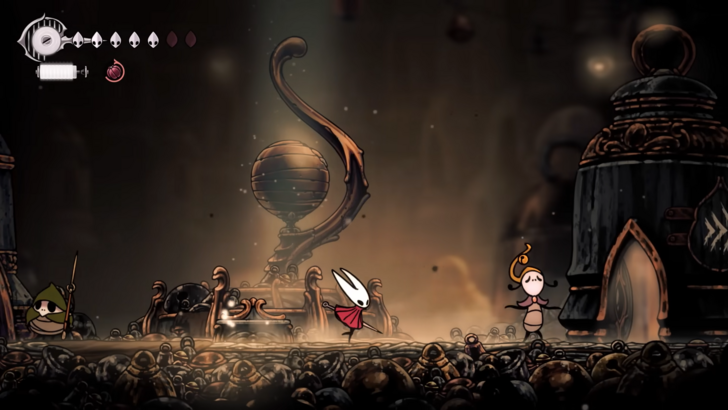 Hollow Knight: Silksong Hornet walking through town