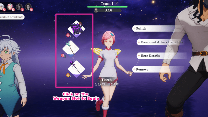 Click on the Weapon Slot