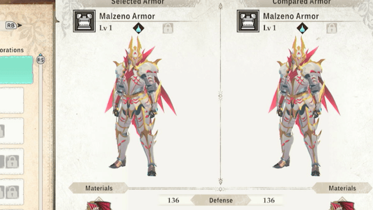 Malzeno Armor Stats