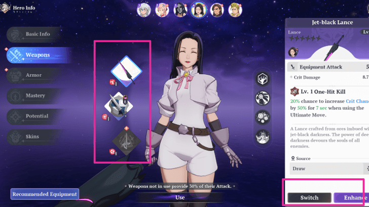 Select the Weapon Slot