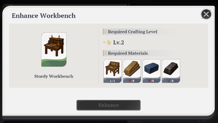 Use Iron Ingot to Upgrade Workbench