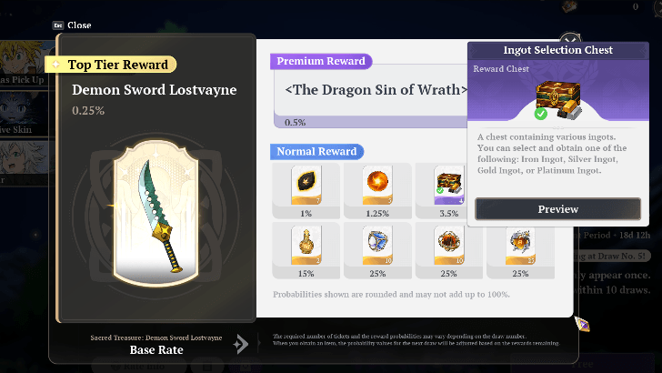 Chance to Obtain from the Skin Banner