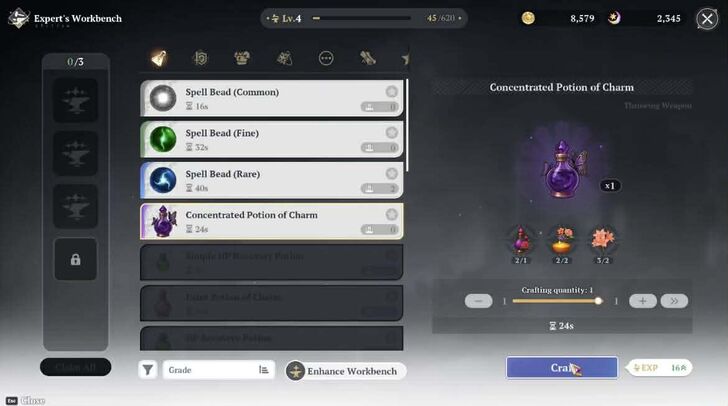 Crafting Concentrated Potion of Charm