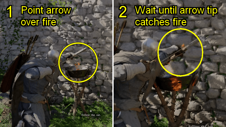 Aim Arrow Over a Fire