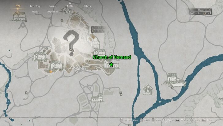 Church of Hernand Marked on Map