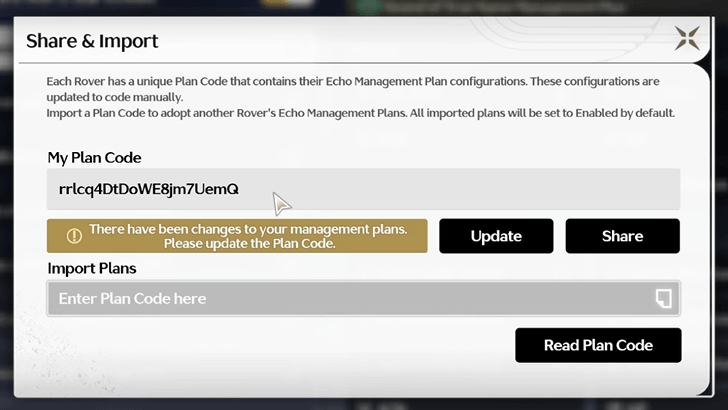 Share or Import Echo Management Plans