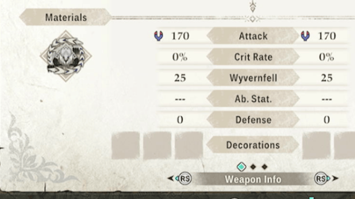 Veldian Gladius Stats