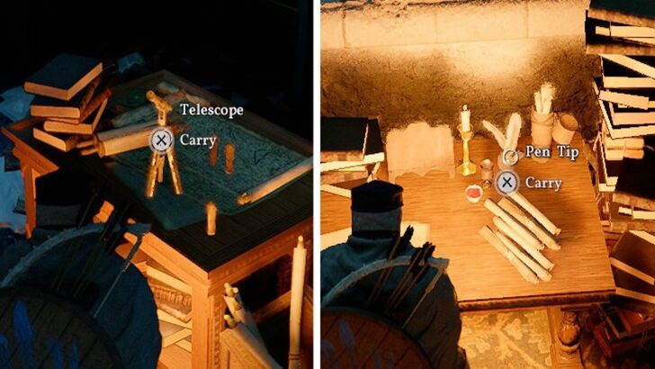 Telescope and Pen Tip on Desks