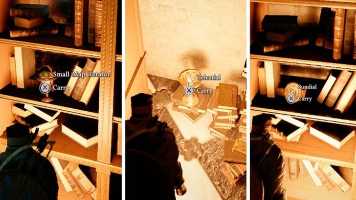 Map Rotator Sundial and Celestial on Shelves