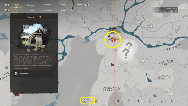 Inspect Howling Hill on the Map