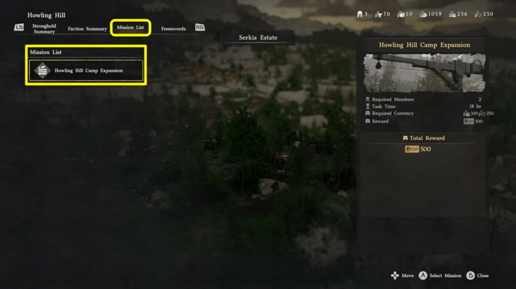 Howling Hill Mission List