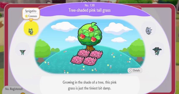 Tree-shaded pink tall grass