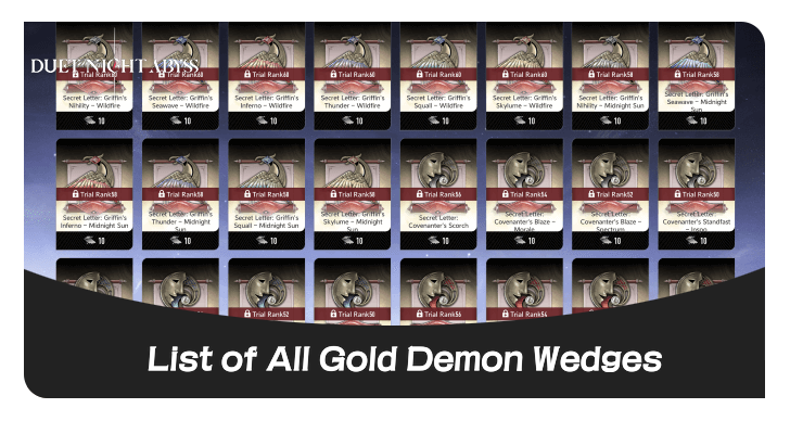 List of All Gold Demon Wedges Duet Night Abyss